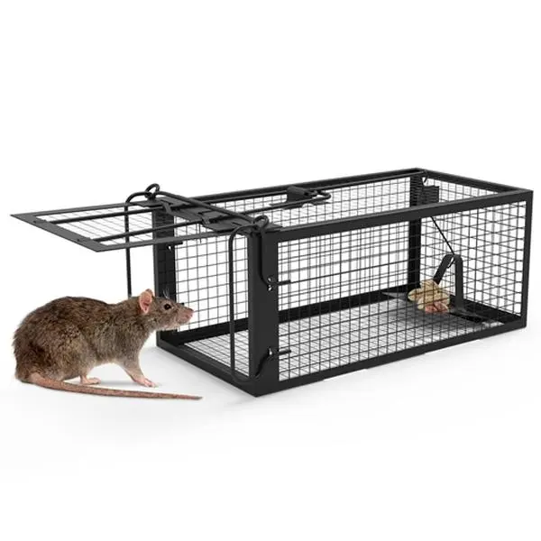 SmartCatchX Humane Animal Trap Cage - 1Pc Lightweight Galvanized Steel, Detachable U-Shaped Rod, High-Sensitivity Gravity Pedal, Daytime Spotlight, 27.4 × 14 × 11 Cm, 350g, Easy-to-Use Indoor Rat Control for Restaurant, Office (Farm & Pet Supplies Accesso