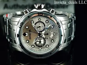 Invicta Men's 48mm Pro Diver Scuba Chronograph Silver Tone Silver Dial Stainless Steel Watch