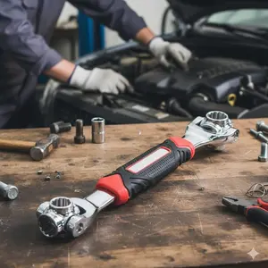 52 in 1 Multi-Socket Wrench Set with Anti-Slip Grip & Swivel Drive Head, Quick-Release Ratchet for Automotive Repair, Home Emergency Tool Kit, Mechanic Accessories, Universal Linkage Socket Wrench, Adjustable Socket Wrench