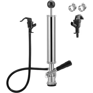 8" Keg Tap Pump - American D-System Beer Keg Tap, Party Beer Keg Hand Pump Tap Kit, Beer Picnic Tap Dispenser for Home Bar, Kegerator Beer Pump with 2 Beer Faucet, Beer Hose and 2 Hose Clamps