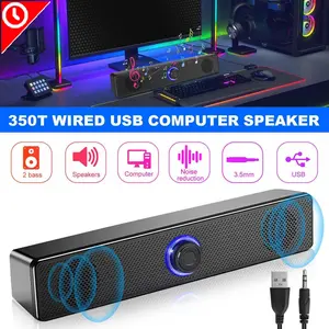 Wired Computer Speakers Soundbar Stereo Bass Sound USB Power on interface 3.5mm audio interface for Desktop Laptop 2 x 2inch Speaker