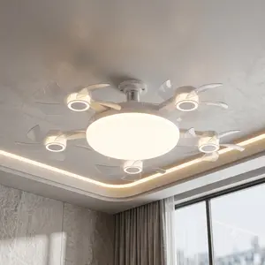 2026 Premium E26/E27 Socket Ceiling Fan Light with Remote - Silent Sleep Motor, 3-Speed Gentle Breeze, 3-Color Dimmable LED & Smart Timer, Modern 2-in-1 Fan for Home
