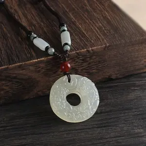 Vintage Afghan Jade Pixiu Pendant Necklace - Long Sweater Chain, Unisex, Elegant and Versatile