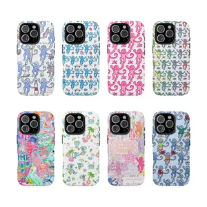 Eight beach resort style, nautical elements, and monkey pattern dual-layer protective case Y1408 |Phone Case Compatible with iPhone 17 16 15 14 13 12 11 pro pro max & Samsung S25 S24 S23 S22 S21 Durable Protection Dual Layer Design Glossy