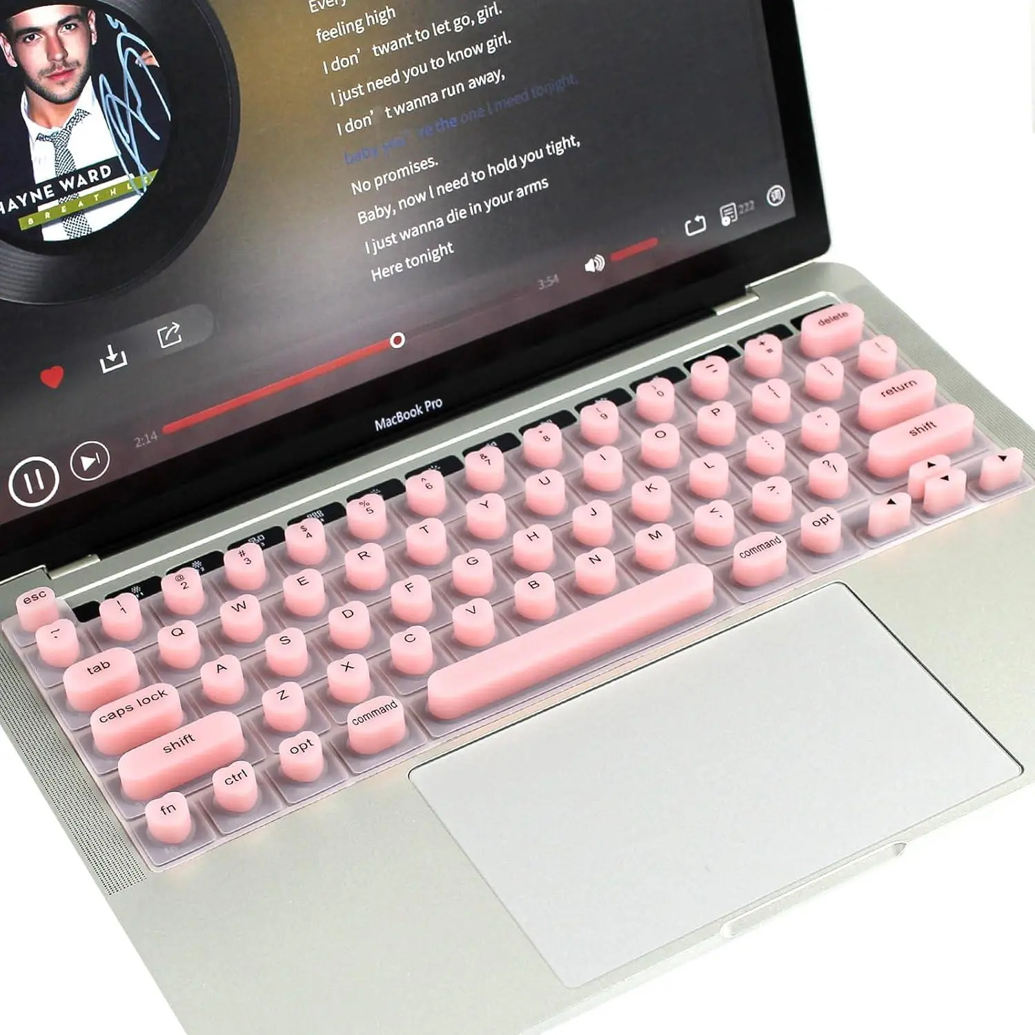 Keyboard Cover for Long Nails, Acrylic Gel Nails - Silicone Keyboard Protector Skin with Raised Keys for Typing and Gaming, Compatible with Macbook Pro/Air 13"/14"/15"/16" 2020-2025 (Pink) LUXE LOUISE
