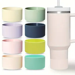 Silicone Water Bottle Boot, Compatible with 20/30/40oz or 12-24oz More Bottles with 2.95in Bottom, Anti-Slip Protective Sleeve for Water Bottle, Candy Color Series Protects Cup Accessories, Tumbler, Drink Protectors