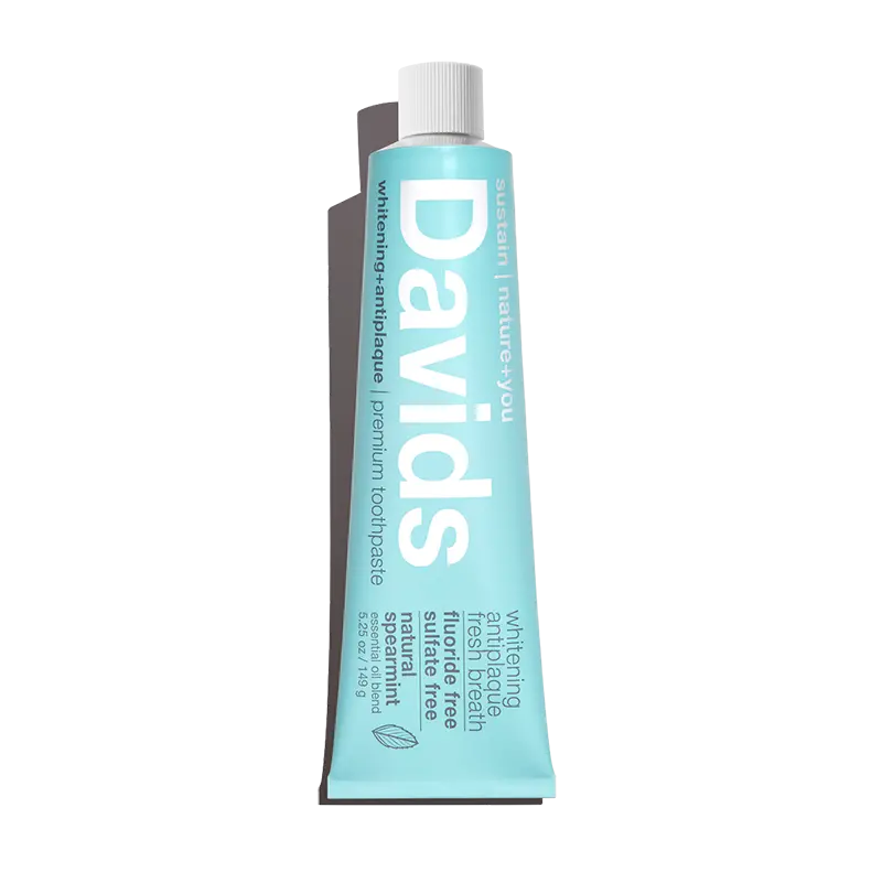 Davids Premium Toothpaste - Spearmint Oral Whitening, Fluoride-Free, Sulfate-Free, 5.25 oz, EWG Verified, Made in USA