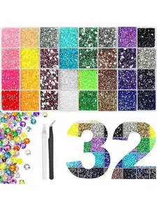 32pcs Resin Rhinestones, 3mm Ab Color Flat Back Jelly Water Drills, DIY Jewelry Making, Nail Art, Phone Decoration, Resin Nail Diamond
