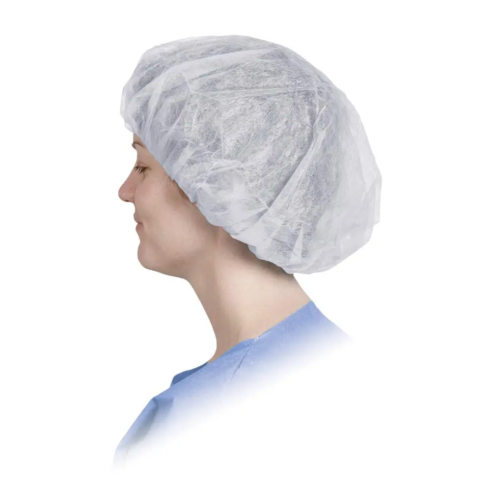 G & F Products 13040 Disposable Bouffant Caps Hair Net (100/Sleeve Pack) - Elastic Headband, Solid White, Soft Polypropylene Spunbond, Dustproof Non-Woven, Lightweight Breathable, Bouffant Shape Tames Hair for Food Service