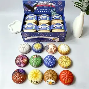 12pcs Small Steamed Bun Squishies, 250th Anniversary Usa Independence Bao Bun Toys, Stress Relief Fidgets for Kids Adults, 4th of July Party Gifts
