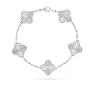 Pre-owned Van Cleef & Arpels VCA Vintage Alhambra bracelet 5 motifs white gold