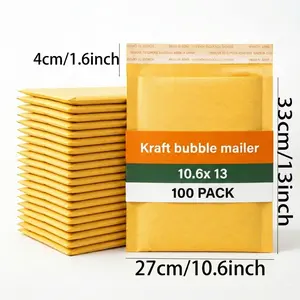 50/100 Pcs 10.6x13 Inch X-Large Extra Wide Mid-Long Fit Bubble Mailers - Heavy Duty Padded Mailing Envelopes with Self-Sealing Strip & Waterproof for All Occasions & Large-Size Item Shipping