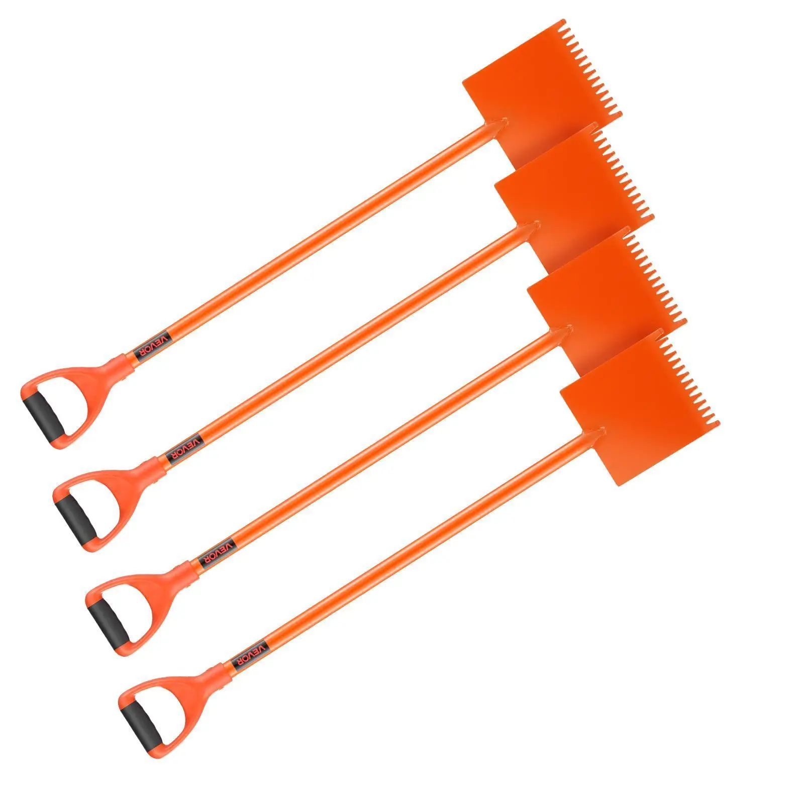 【SummerFinds】VEVOR 4-Pack Steel Blade Shingle Shovel with D-Grip Handle, Roof Ripper, 45# Steel 30.5in Lever, Shock Absorbers, PP Grip, 6.4lbs Ergonomic Lightweight Tool for Roof Demolition, Nails Removal, Home Users, Orange