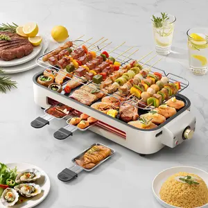 Halloween Festival Warm-up AORAN 1800W Indoor Electric Smokeless BBQ Grill with Non-Stick Coating, Perfect for Home Korean BBQ and Multi-Function Cooking Stainless Steel Grilling Universal Griddle