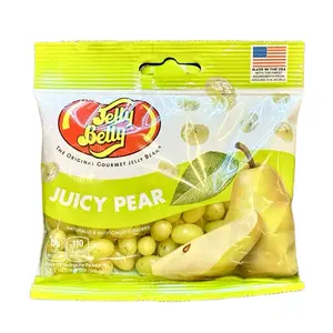 Jelly Belly Juicy Pear Flavored Jelly Beans 3.5 oz Peg Bag - Made in USA with Ingredients from Around the World Candy Bonbon Sweet Snack