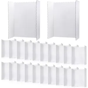 24 Pcs 24 x 36 Inch Trifold Poster Board Tri Fold Science Fair Display Boards for Projects Photo Picture Exhibition Event Displays Business Presentation School Foldable,White Corrugated