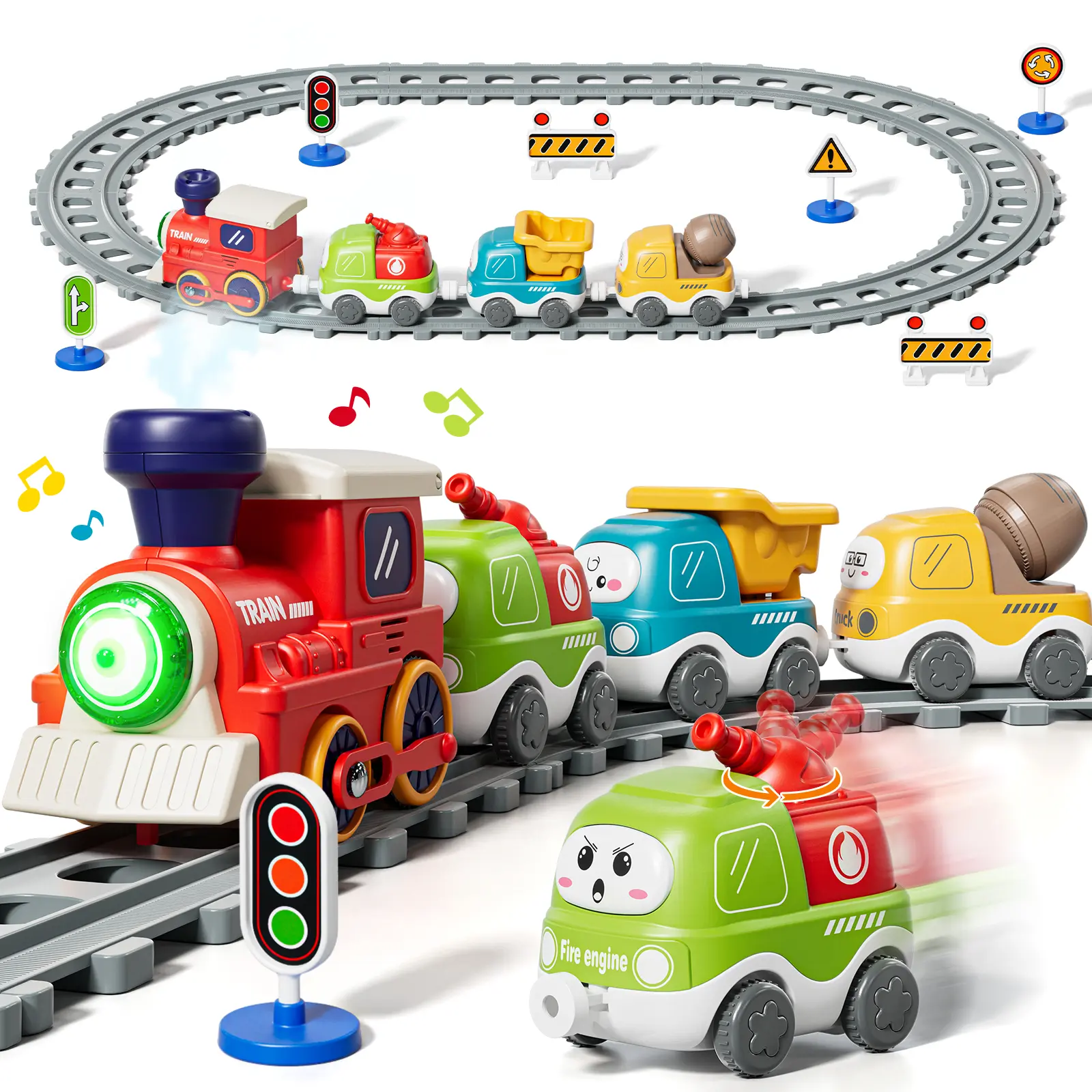 Train Sets for Kid, Toys for Kids, Electric Train Track Play Set with Steam Spray & Music, Train Track Play Set for Boys Girls, Christmas Birthday Gifts for Kids