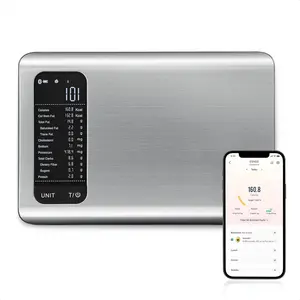 Smart Food Kitchen Scale with Nutritional Calculator, Free App with 19 Nutrients Tracking, Calorie, Marco, Digital grams and ounces for weight loss, Premium Stainless Steel, 11lb
