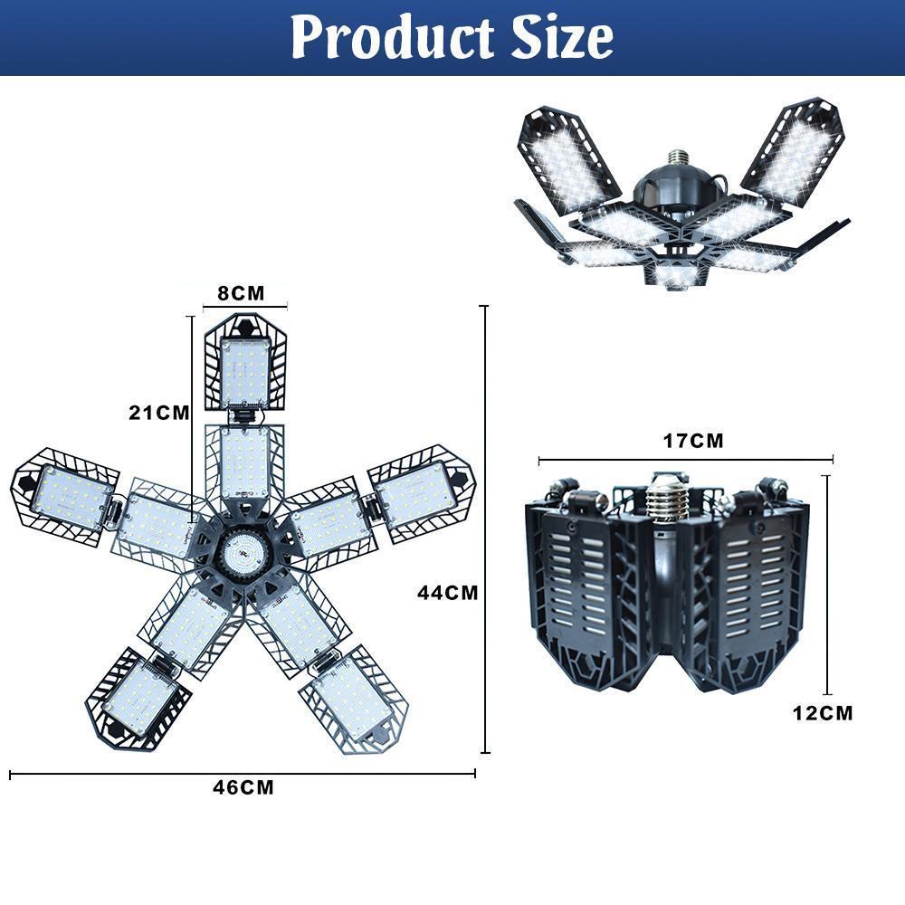 LED Garage Ceiling Light, 200W 10 Deformable Panels 6500K Workshop Lights