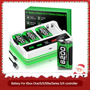 4x6200mWh Controller Battery Pack for Xbox One/One S/X/Elite/ Xbox Series X/S with Touch Sense Switch Light Strip