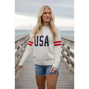 Varsity USA Cream Knit Sweater