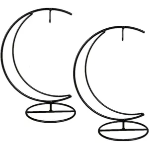 Ornament Display Stand, Moon Shaped Iron Hanging Stand Rack Holder for Home Wedding Decoration, Hanging Glass Globe and Witch Ball(Without Glass Bottle) (2)