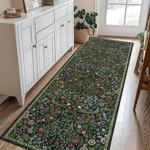 Floral Pattern Entry Door Mat, Non-Slip Washable Area Rug, Soft Floor Carpet for Home Living Room, Bedroom, Kitchen & Bathroom Decor
