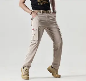 HOMUG Men’s Solid Color Flight Work Pants Are Suitable for Casual Multi-Pocket Straight-Leg Pants. Fashionable Men’s Clothing – Suitable for Wearing in Autumn.