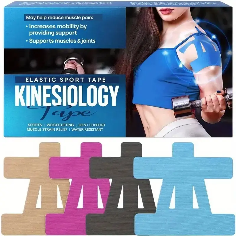 10/20 PCS Pre-Cut Kinesiotape Sports Tapes, Waterproof Breathable Elastic Tape for Unisex Adults Athletes - Secure Fit, Shoulder Pain Relief & Support, Muscle Elasticity Enhancement (10pcs Pack Option Available)
