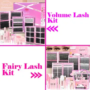 YIDUO 1214 Pcs Lash Clusters Kit, Diy Eyelash Cluster, Cat Eye/Manga/Fairy/40D/60D/80D/Bottom Lashes, WaterProof Eyelash Extensions Set for Beginners and Proficient, Soft comfortable Easy Apply Natural Look for Daily Makeup