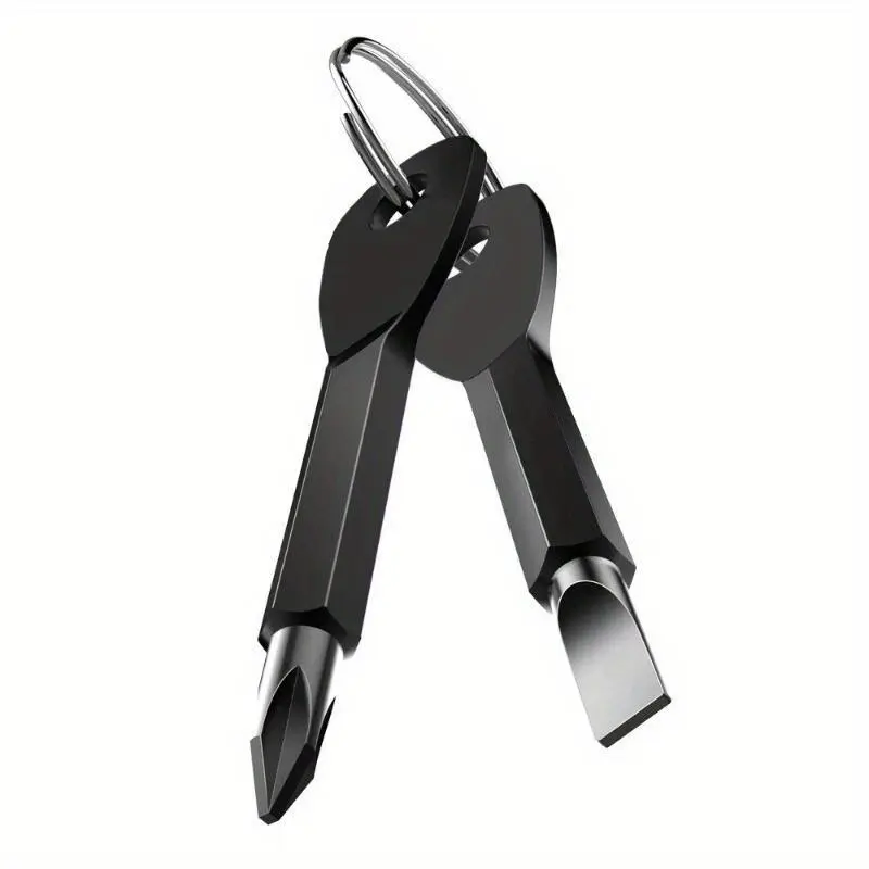 1 Set Stainless Steel Mini EDC Multifunction Multipurpose Screwdriver Kit Key Shape Slotted Screwdrivers Keychain Pocket Repair Tool