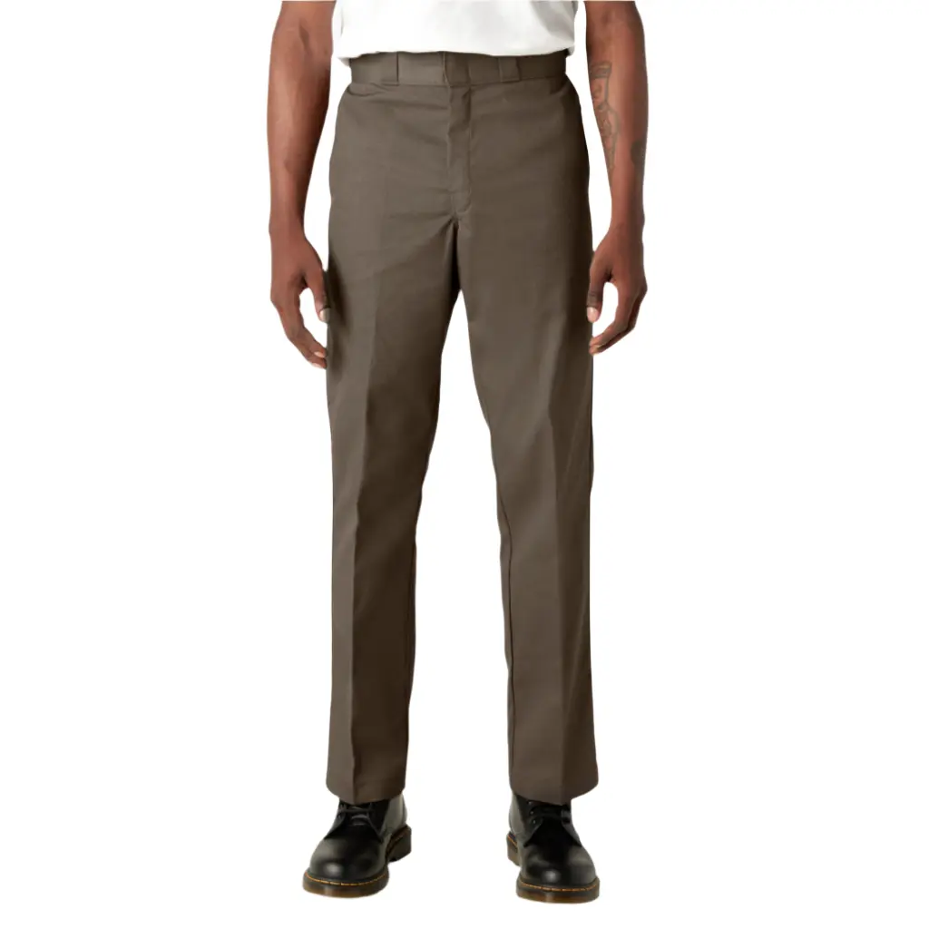 Dickies Men's 874 Original Work Pants in Mushroom, Relaxed Fit Straight Leg Twill with Welt Back Pockets, Stain & Wrinkle-Resistant, Belt, Welt Back Pockets With Secure Button Closure, Menswear, Workwear, High-Rise, Signature Twill Weave, Twill Fabric