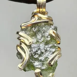Moldavite Gold-Filled PENDANT Rapid Spiritual Transformation Frequencies Anniversary Auspicious Birthday Daily Engagement Wedding Casual Elegant Ethnic 14/20 yellow gold-filled
