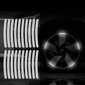 20PC Car Wheel Reflective Decorative Strips that double as Night Safety Warning Stickers. These strips are suitable for cars, motorcycles, and bicycles. With their colorful and diverse design, white, Multi-Surface