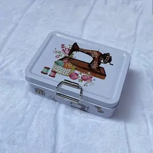 Double Layer Snap Lock Tin Box for Sewing Tools, Durable Organizer Container, Ideal for Organizing Sewing Supplies & Accessories