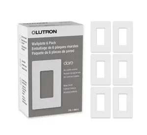 Lutron Claro 1 Gang Wall Plate for Decorator/Rocker Switches, Gloss (CW-1-WH-6) (6-Pack) Placa de pared