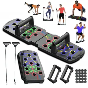 Multifunctional Foldable Push-Up Board + 2 Resistance Bands, Home and Gym Exercise Equipment, Chest Muscle Training, Strength Training Device, Push Up Stand