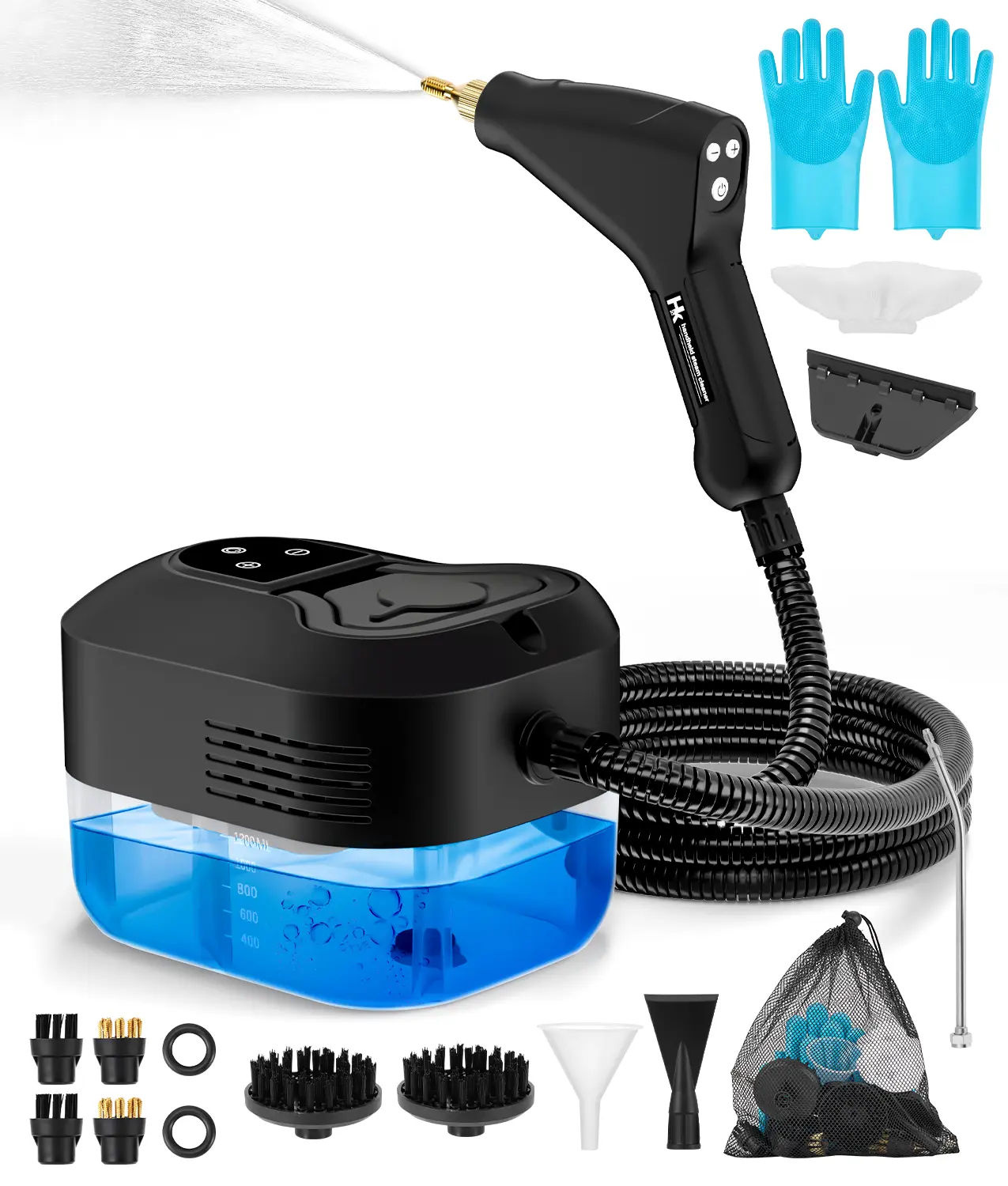 Handheld Steam Cleaner, Steam Cleaner with 16PCS Accessory & 6-Level Adjustable Handle, Large Capacity Natural Surface Steam for Cleaning, Multipurpose Steam Cleaner for Home, Car, Bathroom, Grease