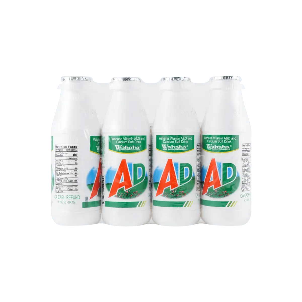 WAHAHA AD Calcium Milky Creamy Dairy Milk Drink, 4-Pack Family Size 880ml - Nutrient-Rich Beverage, Chilled Best Serve