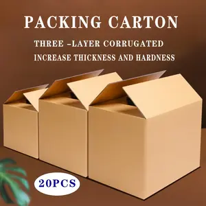 20 Reinforced Heavy Duty Cardboard Boxes | Thickened Cardboard, Single Size Design for Home, E-commerce, and Storage, Easy Assembly, Durable Packaging Solutions, Moving Storage Boxes