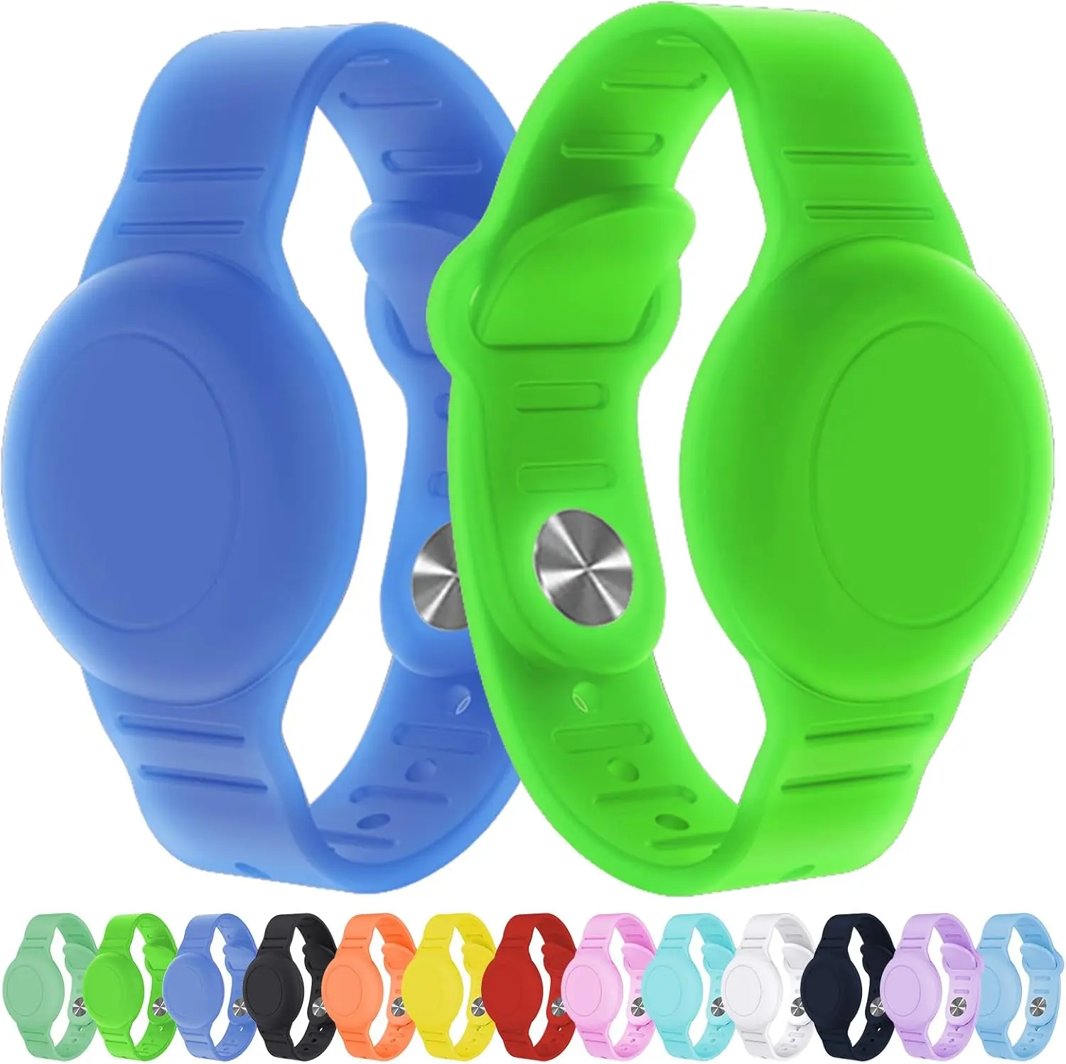 2 Pack  AirTag Bracelet for ,   Wristband for AirTag, GPS  Case for Air Tag Holder Strap Band for  , Secure Anti-Loss Protection(Luminous)