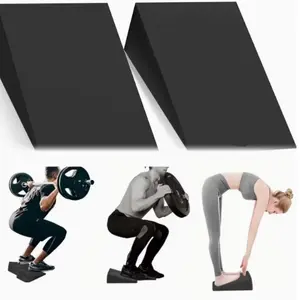 2 Adjustable Squat Wedge Boards and Calf Stretch Incline Boards, Triangular Yoga Blocks for Stability Training and Leg Strength, Ideal for Weightlifting and Yoga, Home Pilates Equipment
