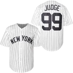Men's #99 Stripe Baseball Jersey Customizable Name & Number High-Grade Fabric Casual Sweatshirt with Buttons for Teams - Baseballjersey