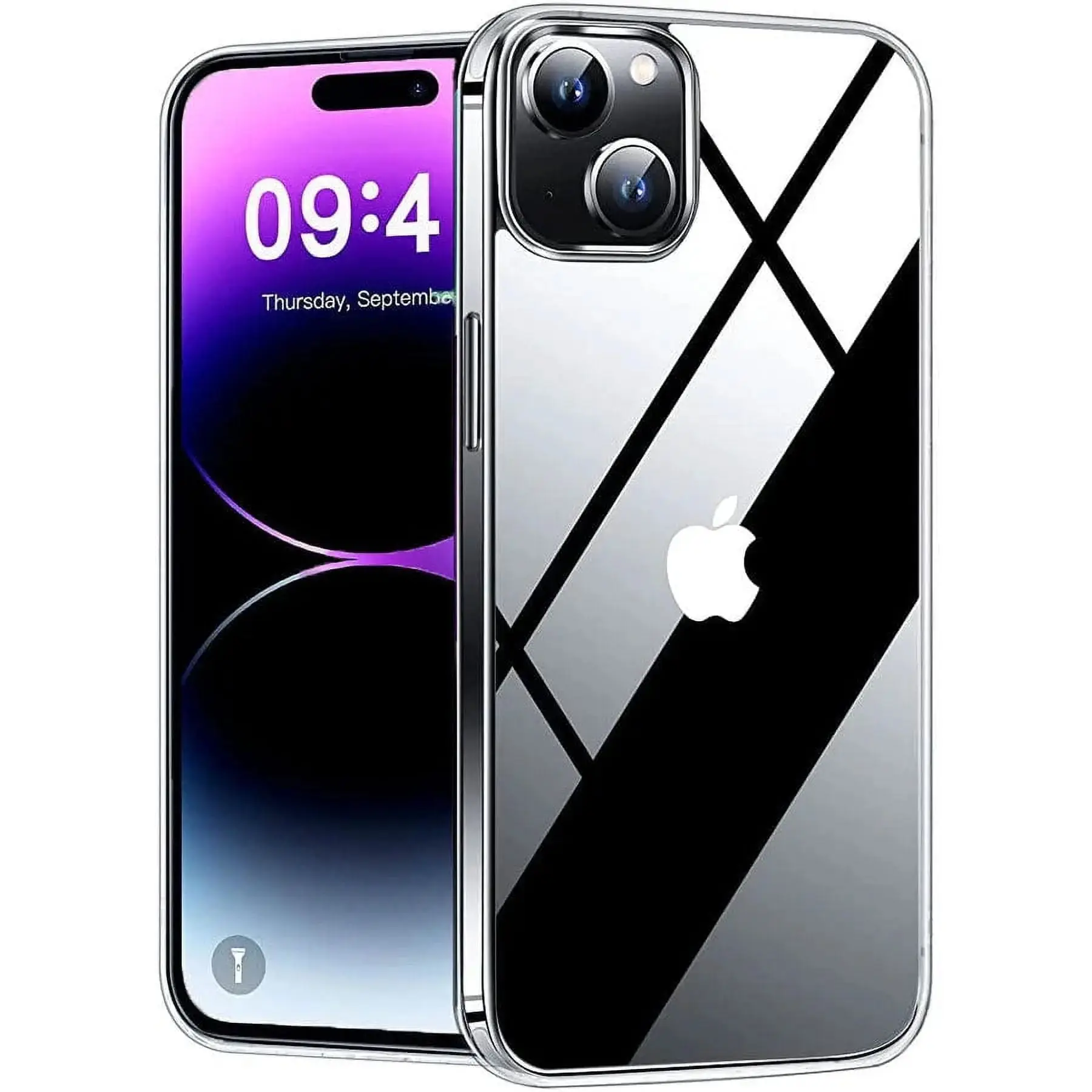 Entronix Case Transparent Case for Apple iPhone 13, Resistant Hard Back Cover, Soft Silicone, Shockproof Dustproof Protection Protective Cellphone