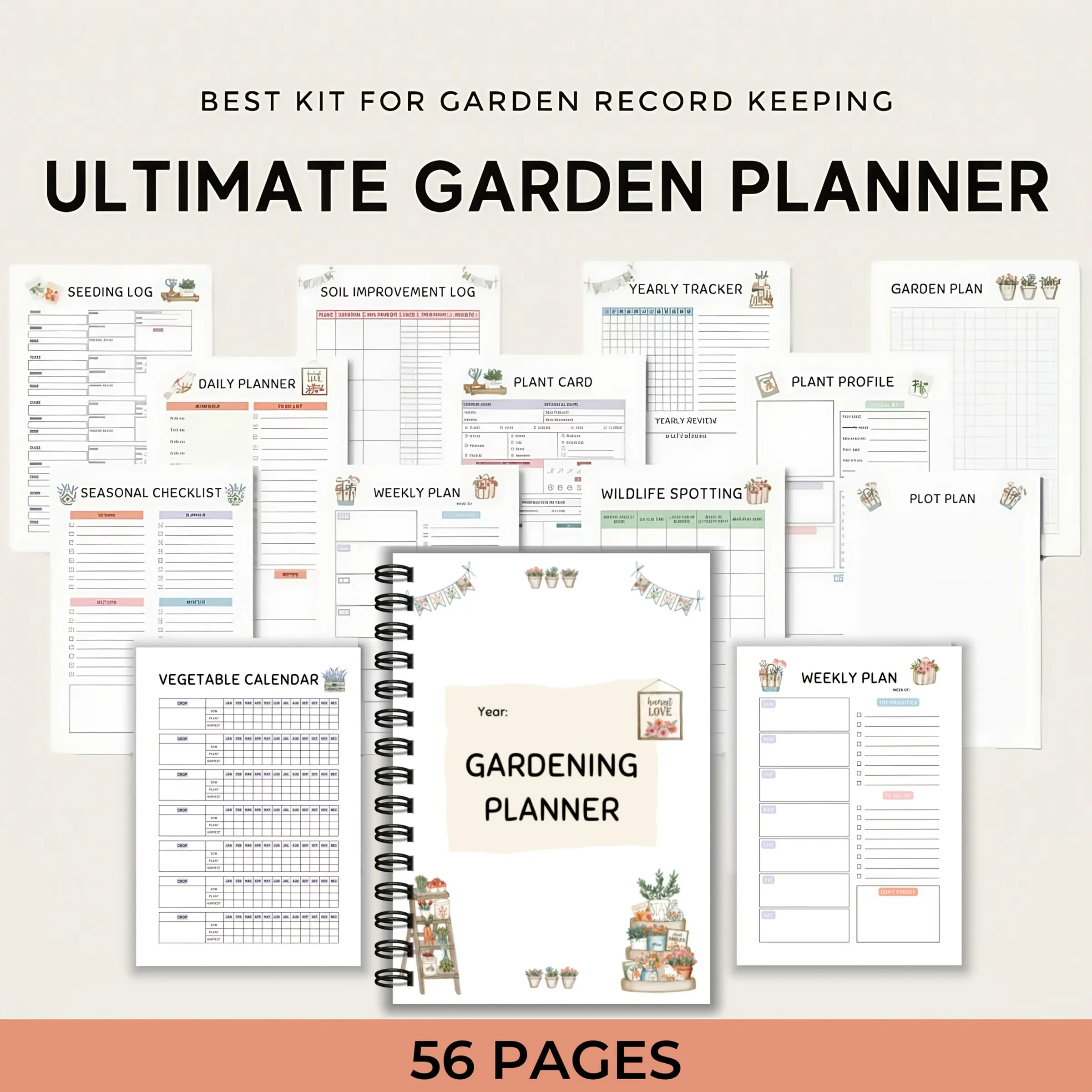 Multifunctional Gardening Planner, Annual Tracker, Plant Care Log, Garden Layout Grid, Seasonal Checklist, Monthly Tasks System, Ultimate Garden Planner Book