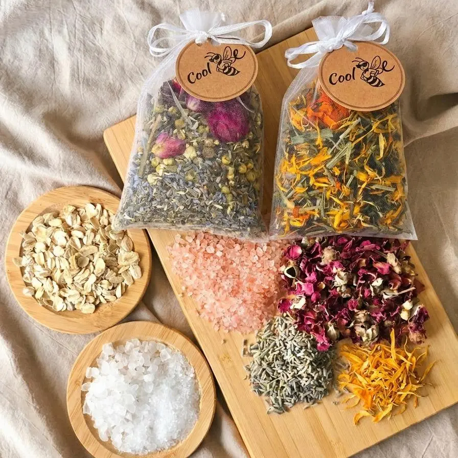 Herbal Bath Tea Bags for Tub – Summer Self-Care Spa Set | Sleep Recovery & Detox Soak | Post-Sun Skin Recovery Bath | Athlete Recovery Bath | Natural Bath Soak Gift Set for Women | Aromatherapy Botanicals