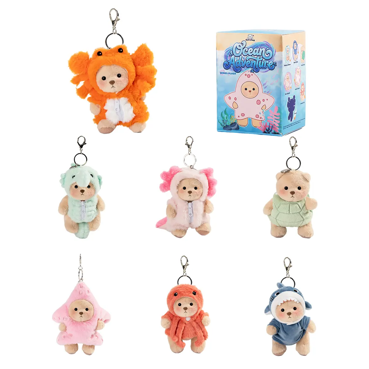 Getahug Ocean Adventure Series Bear Blind Box - Kawaii Plush Mystery Bags, Collectible Ocean Animal Stuffed Toys for Kids, Surprise Assortment,Keychains,