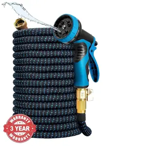 100ft Expandable Flexible Garden Water Hose, 2500D High-Strength Polyester Fabric Cover, 10 Spray Nozzles, Lightweight & Durable for Car Wash & Pet Bath