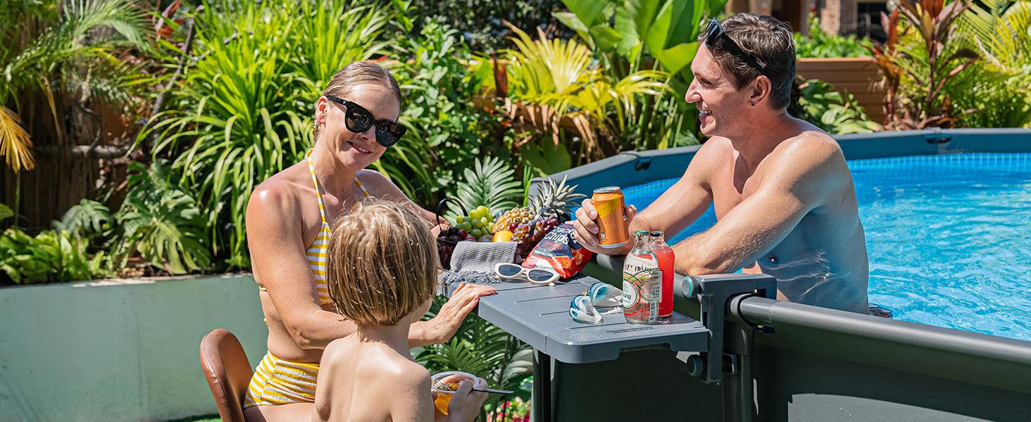 Poolside Bar, Swim Up Bar Exclusively for Above-Ground【Round & Oval 】 Pools. Patio Poolside Table Smart Fold Easy Maintenance, Weather Resistant Stable Tabletop Poolside Bar, Swim Up Bar Exclusively for Above-Ground【Round & Oval 】 Pools. Patio Poolside Table Smart Fold Easy Maintenance, Weather Resistant Stable Tabletop