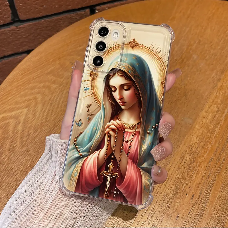 Virgin Mary Pattern Soft Transparent Anti-Drop Shockproof Protective Cover, Phone Accessories for Motorola MOTO G10 G20 G30 G52 G54 G64 G71S G82 G84 POWER 4G 5G, Gift Idea